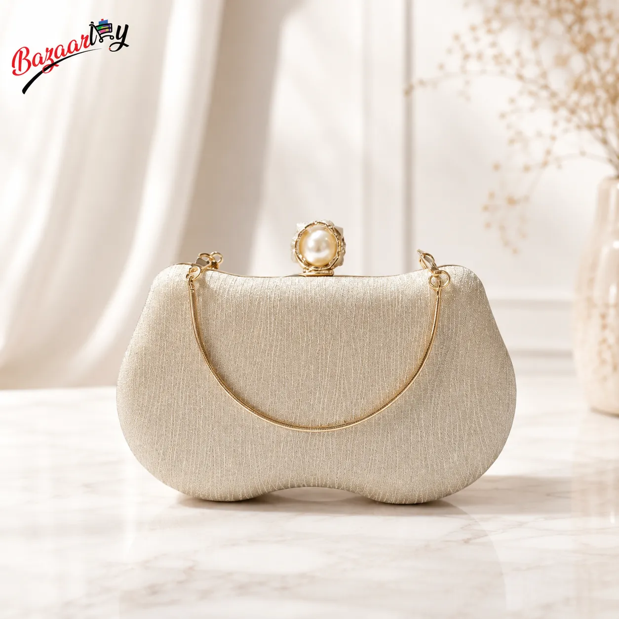 Elegant Pearl Clutch Bag for Women – Textured Evening & Party Handbag